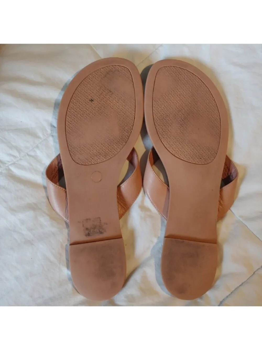 Tory Burch Monroe Flip Flop Sandals Logo Leather Flat Designer Chic 10.5